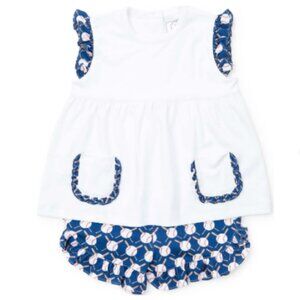 Charming Blue and White Baseball Print Diaper Cover Set Size 6-12 months